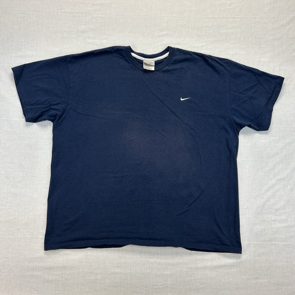 Vintage 90s Y2K Nike T-Shirt Men's XXL Blue Script Logo Casual Streetwear Retro